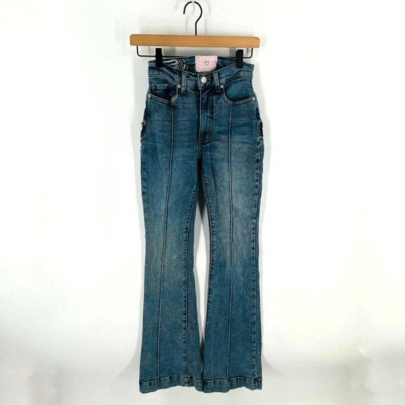 Revice Medium Wash High Waist Dark Wash Star Bootie Flare Jeans Size 25 - Picture 1 of 9